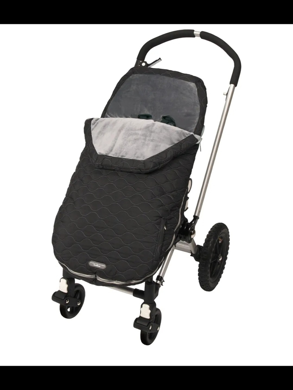 JJ Cole Black Quilted Stroller Footmuff with Gray Lining